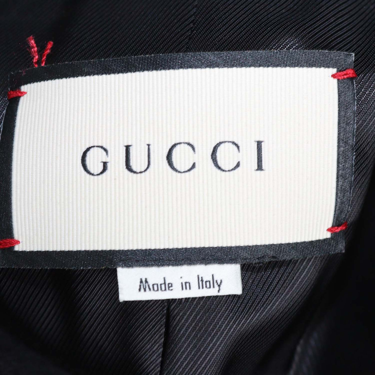 Gucci Black Wool Faux Pearl GG Button Coat