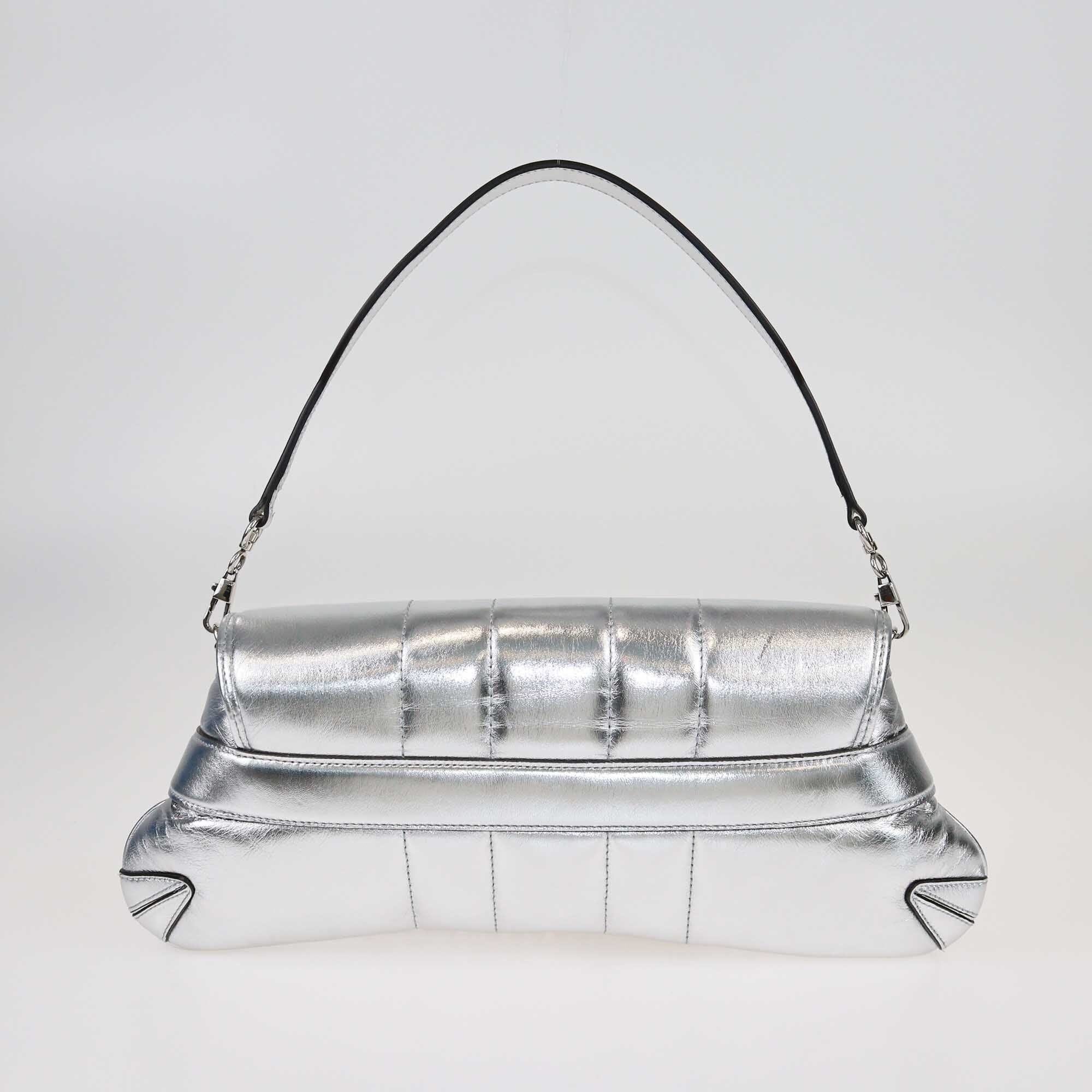 Gucci Silver Medium Horsebit Chain Shoulder Bag Bags Gucci 