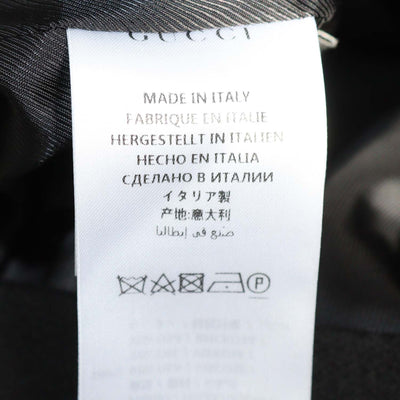 Gucci Black Wool Faux Pearl GG Button Coat