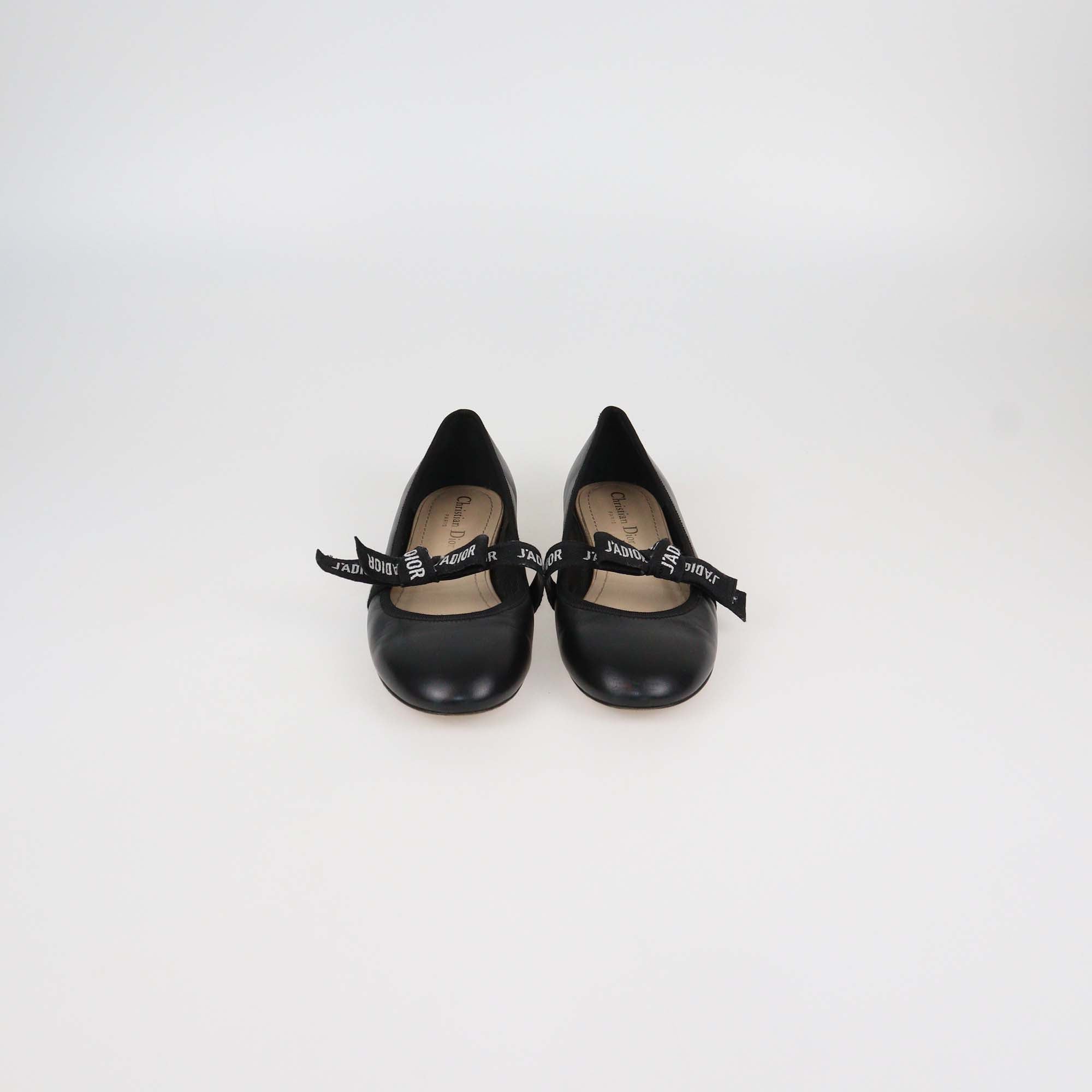 Christian Dior Black Leather J'Adior Ballet Flats