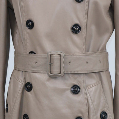 Burberry Beige Leather Belted Trench Coat