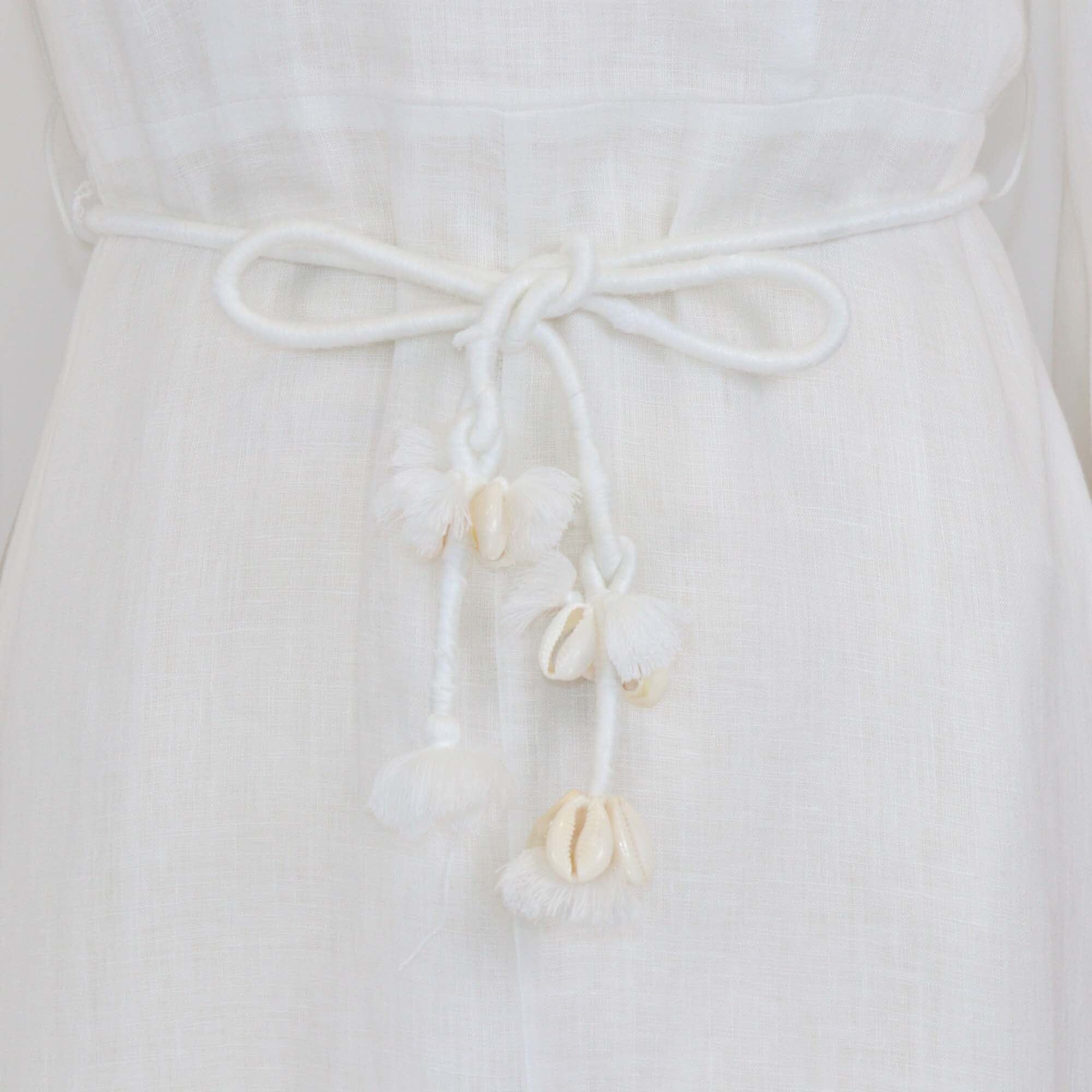 Zimmermann White Floral Printed Belted Long Sleeve Maxi Dress Womens Zimmermann 