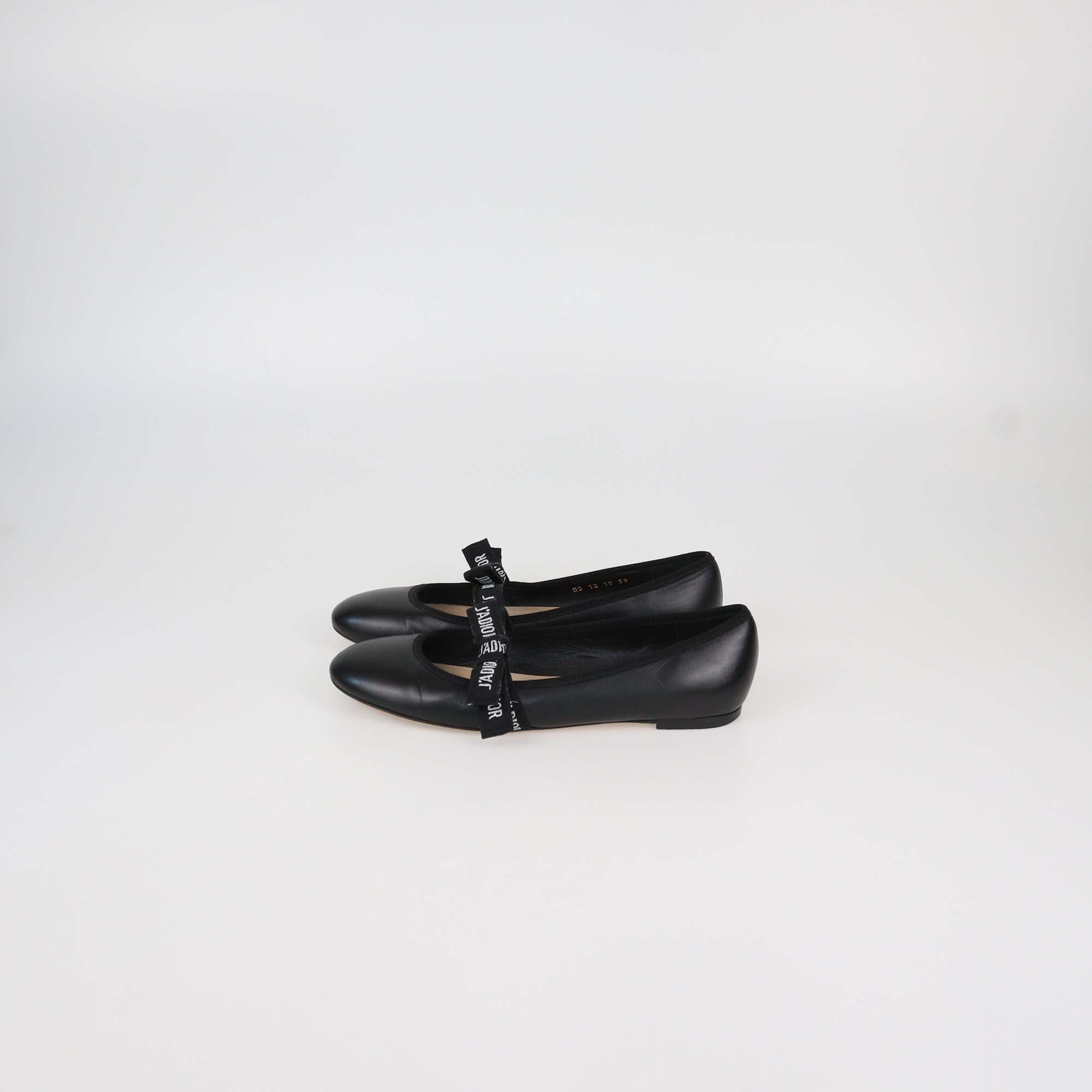 Christian Dior Black Leather J'Adior Ballet Flats