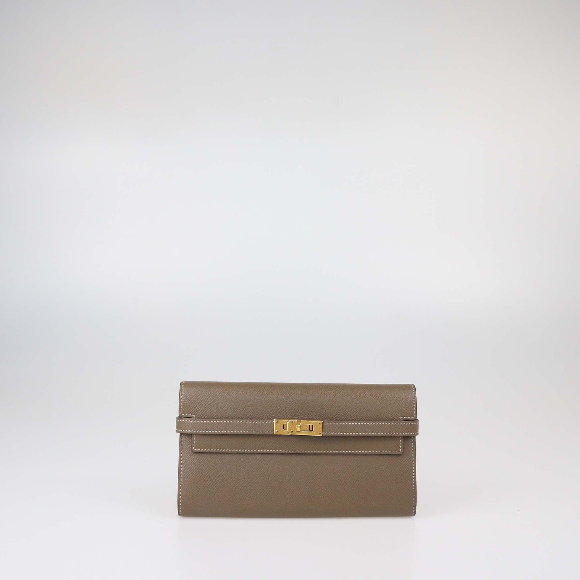 Hermes Etoupe Epsom Leather Kelly Classic Wallet