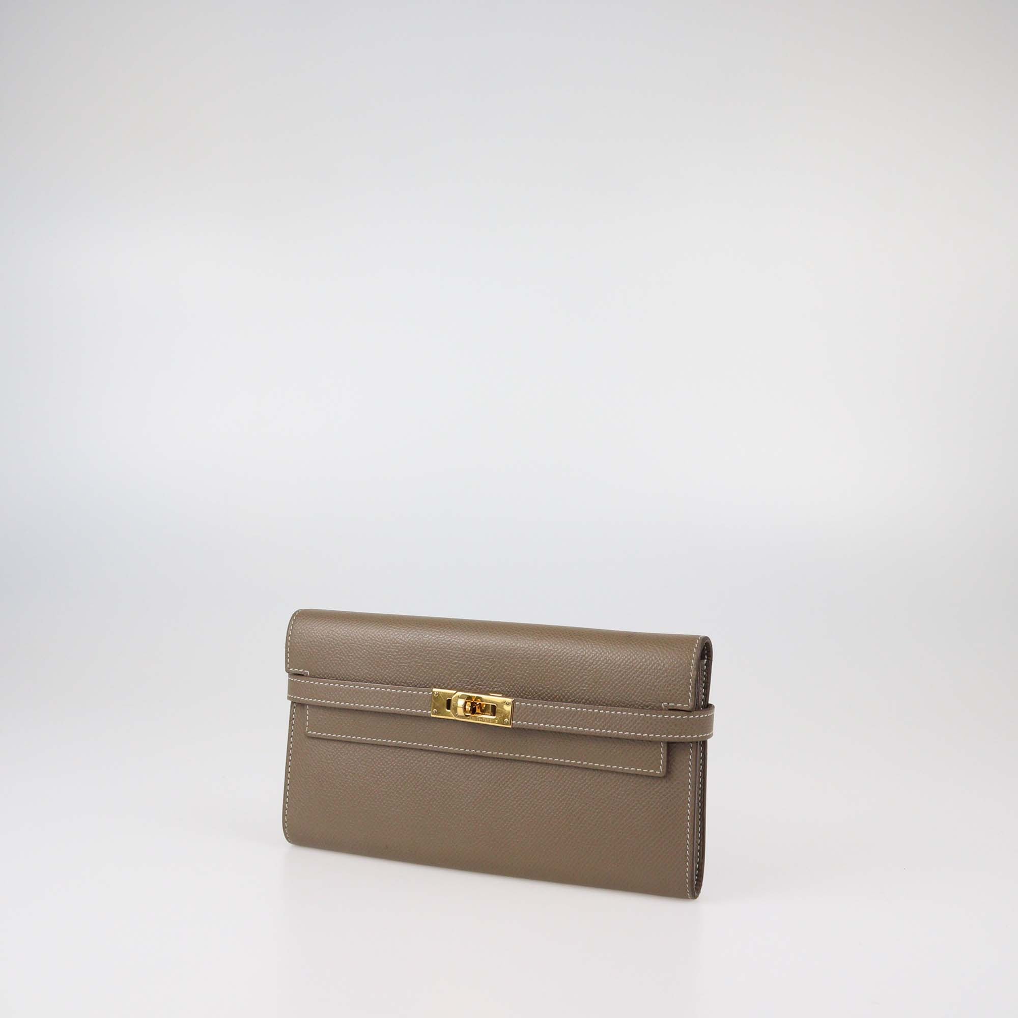 Hermes Etoupe Epsom Leather Kelly Classic Wallet