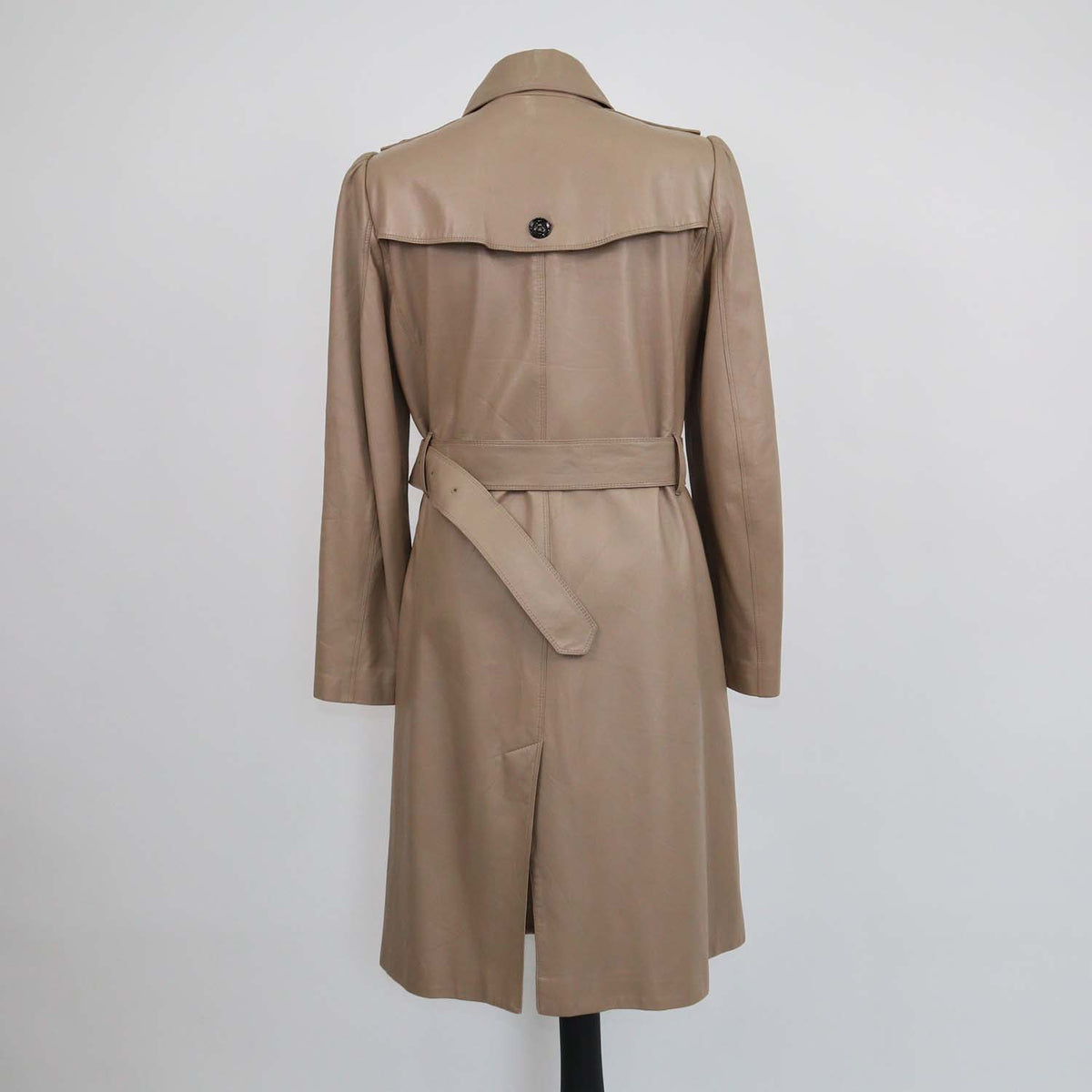 Burberry Beige Leather Belted Trench Coat