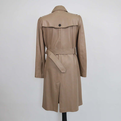 Burberry Beige Leather Belted Trench Coat