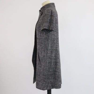 Chanel Grey/Blue Textured Double Breasted Short Sleeve Coat Womens Chanel 