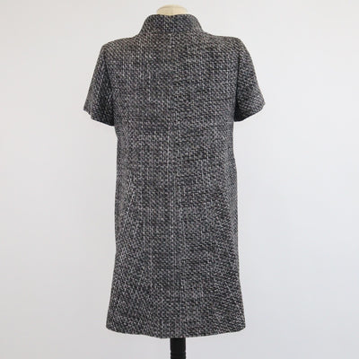 Chanel Grey/Blue Textured Double Breasted Short Sleeve Coat Womens Chanel 