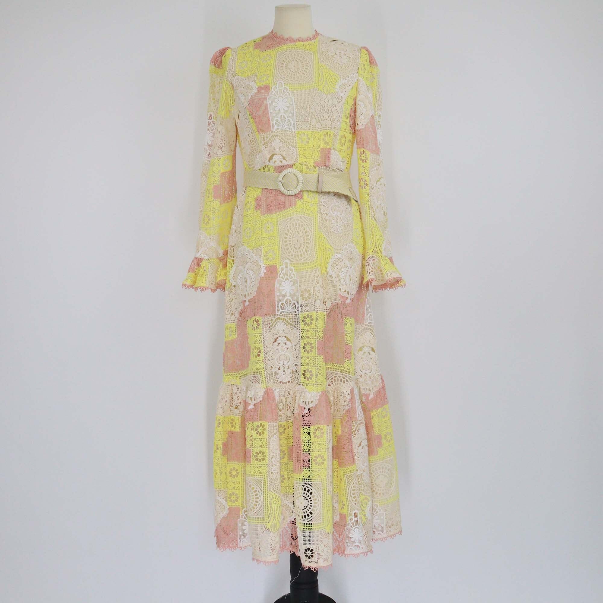 Zimmermann Multicolor Halcyon Patchwork Lace Belted Maxi Dress Womens Zimmermann 