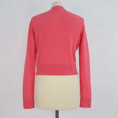 Chanel Pink Cashmere Knitted CC Button Crew Neck Long Sleeve Cardigan