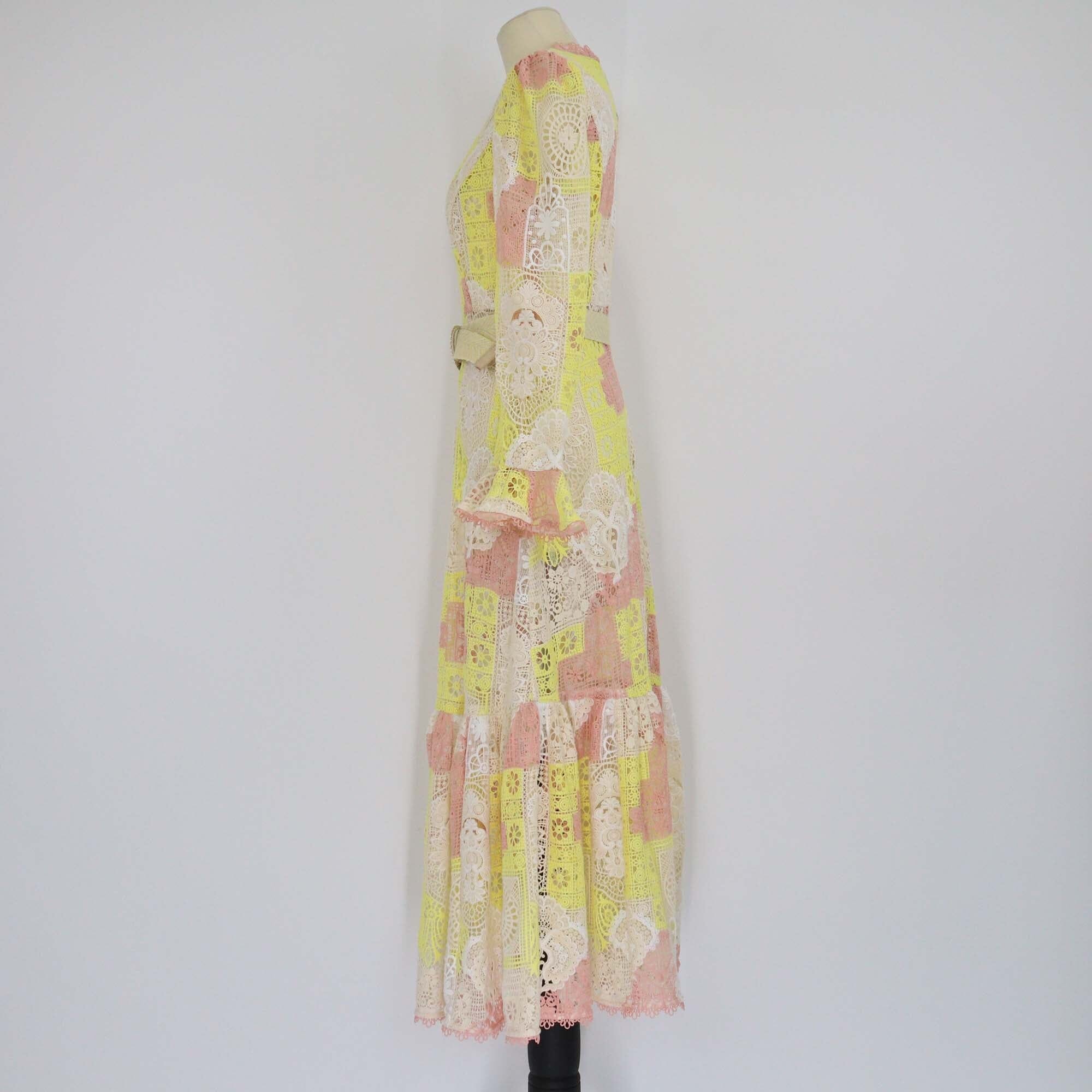 Zimmermann Multicolor Halcyon Patchwork Lace Belted Maxi Dress Womens Zimmermann 
