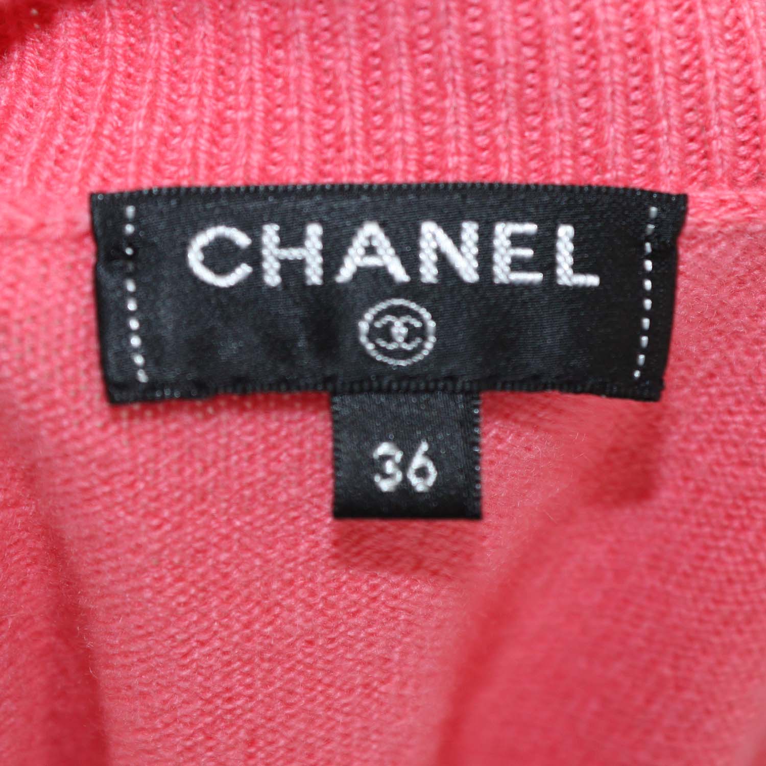 Chanel Pink Cashmere Knitted CC Button Crew Neck Long Sleeve Cardigan