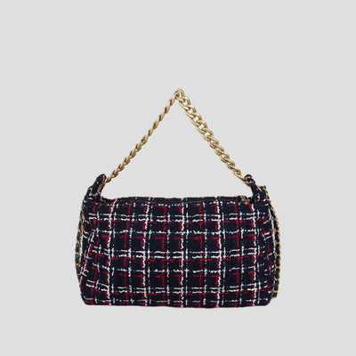 Chanel Tricolor Tweed Written in Chain Shoulder Bag