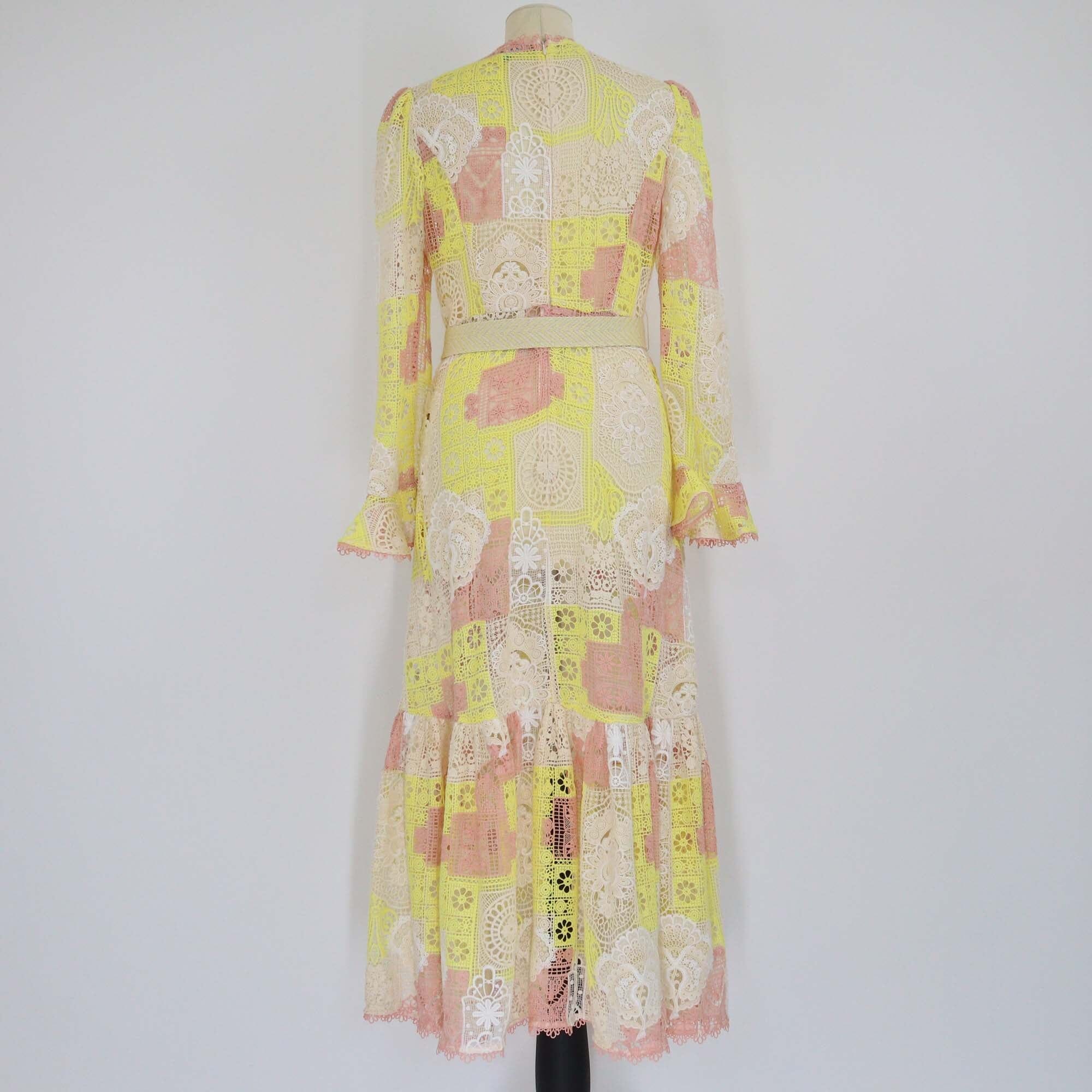 Zimmermann Multicolor Halcyon Patchwork Lace Belted Maxi Dress Womens Zimmermann 