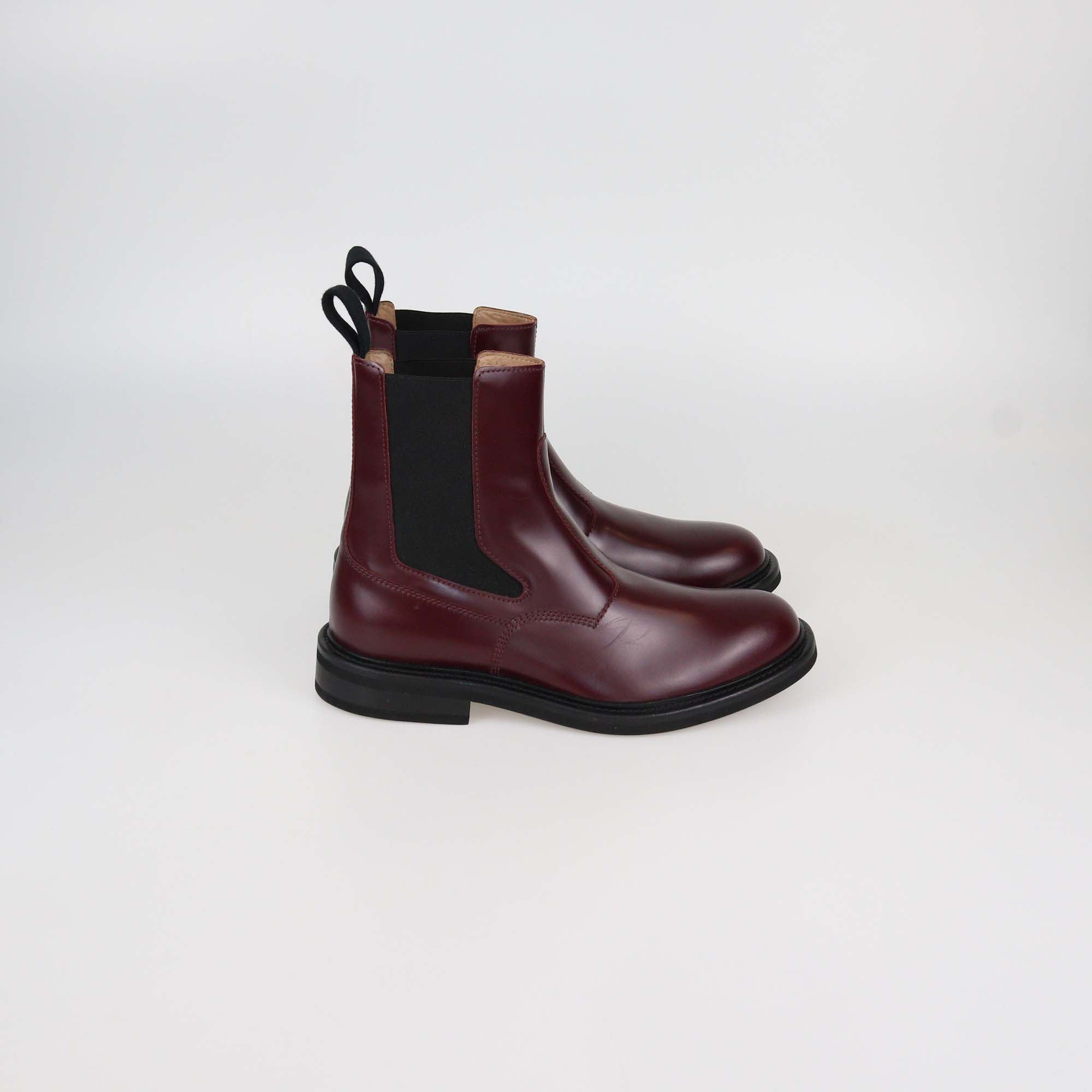Bottega Veneta Burgundy Leather Chelsea Ankle Boots