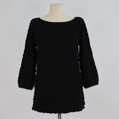 M Missoni Black Viscose and Wool Knit Textured Three Quarter Sleeve Sweater