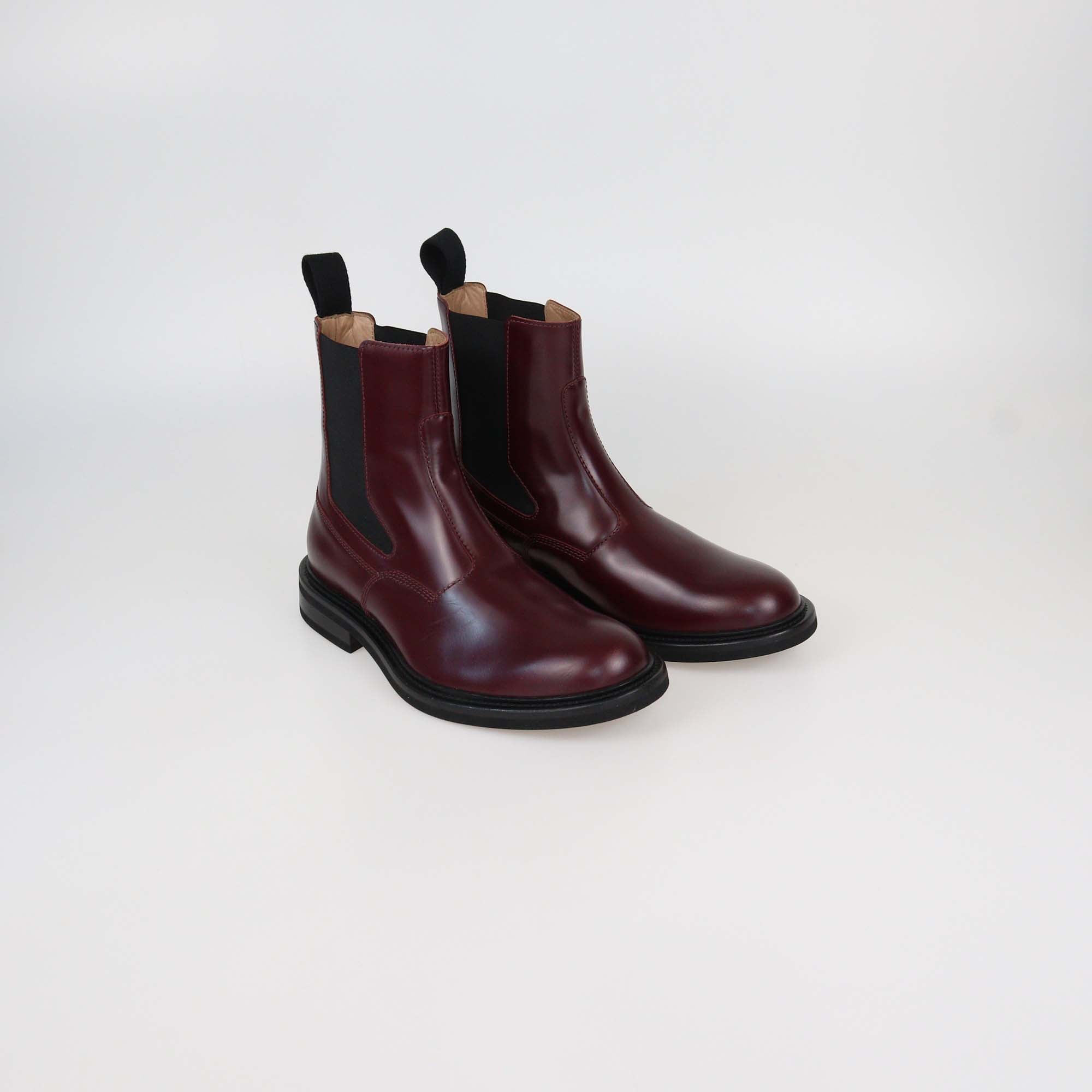 Bottega Veneta Burgundy Leather Chelsea Ankle Boots