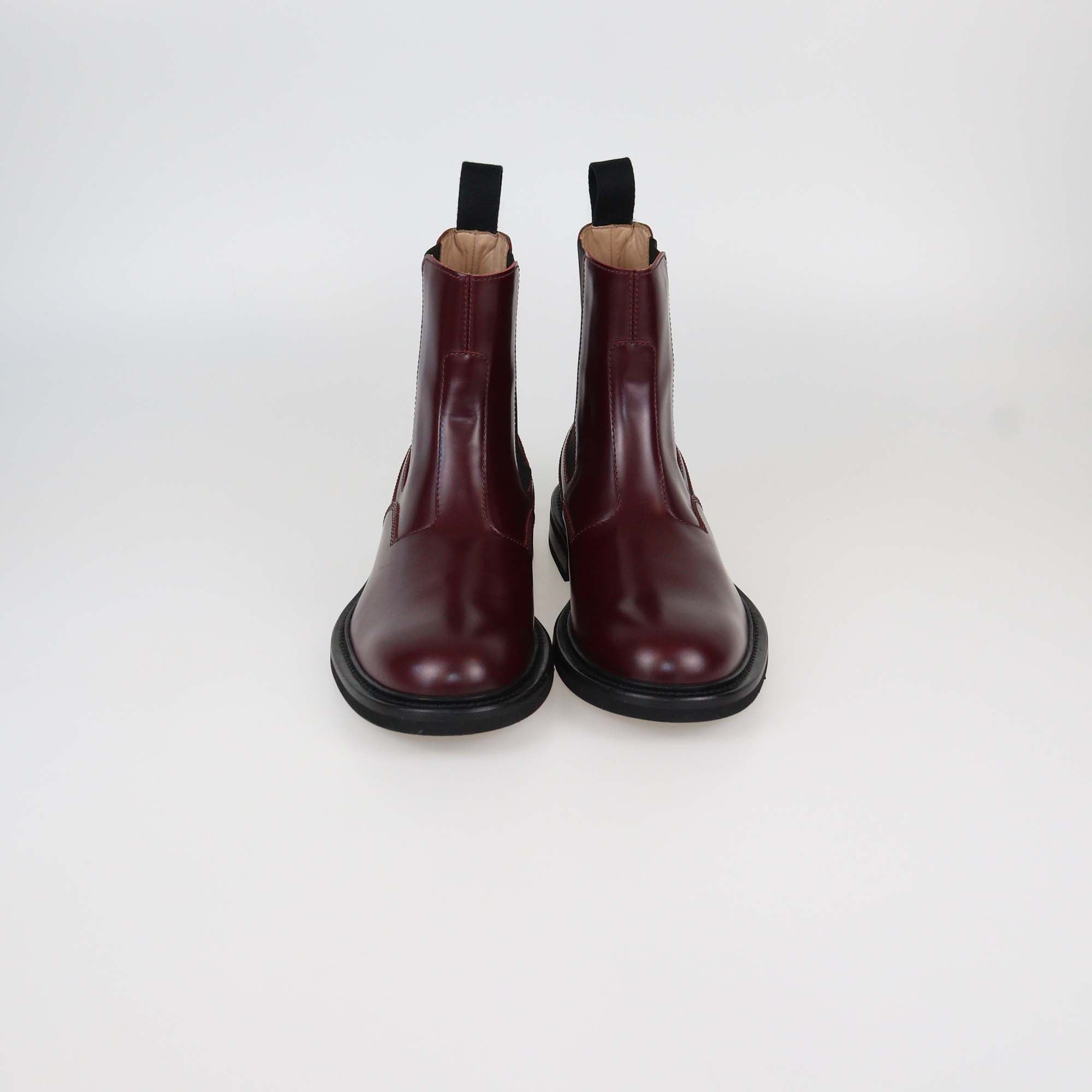 Bottega Veneta Burgundy Leather Chelsea Ankle Boots