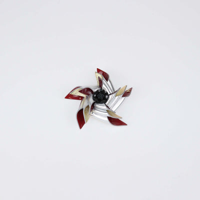 Chanel Multicolor Leather and Patent Leather CC Pinwheel Brooch