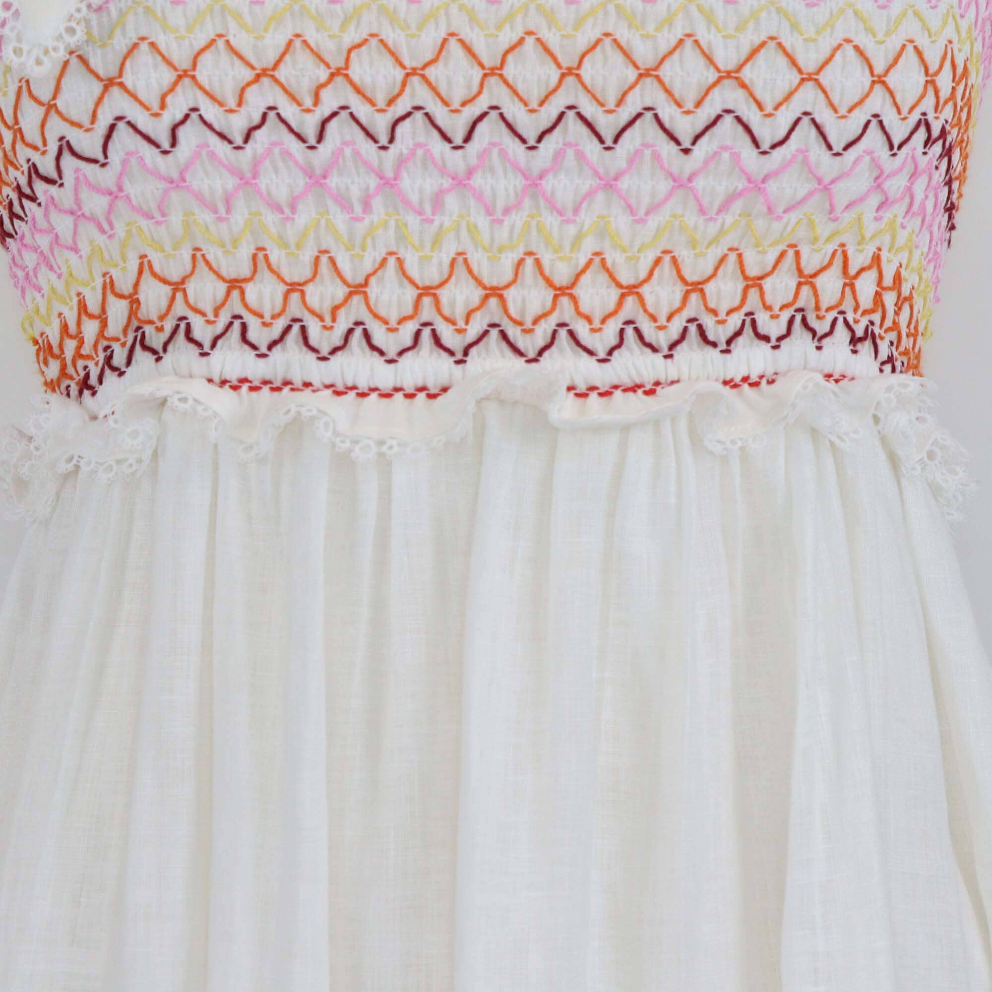 Zimmermann White/Multicolor Tie-Up Sleeve Midi Dress Womens Zimmermann 