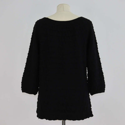 M Missoni Black Viscose and Wool Knit Textured Three Quarter Sleeve Sweater