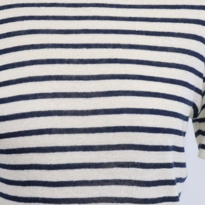 Christian Dior Navy Blue,Cream Linen Cashmere Stipe Top