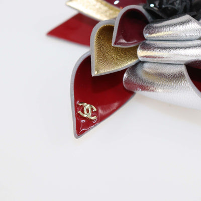 Chanel Multicolor Leather and Patent Leather CC Pinwheel Brooch