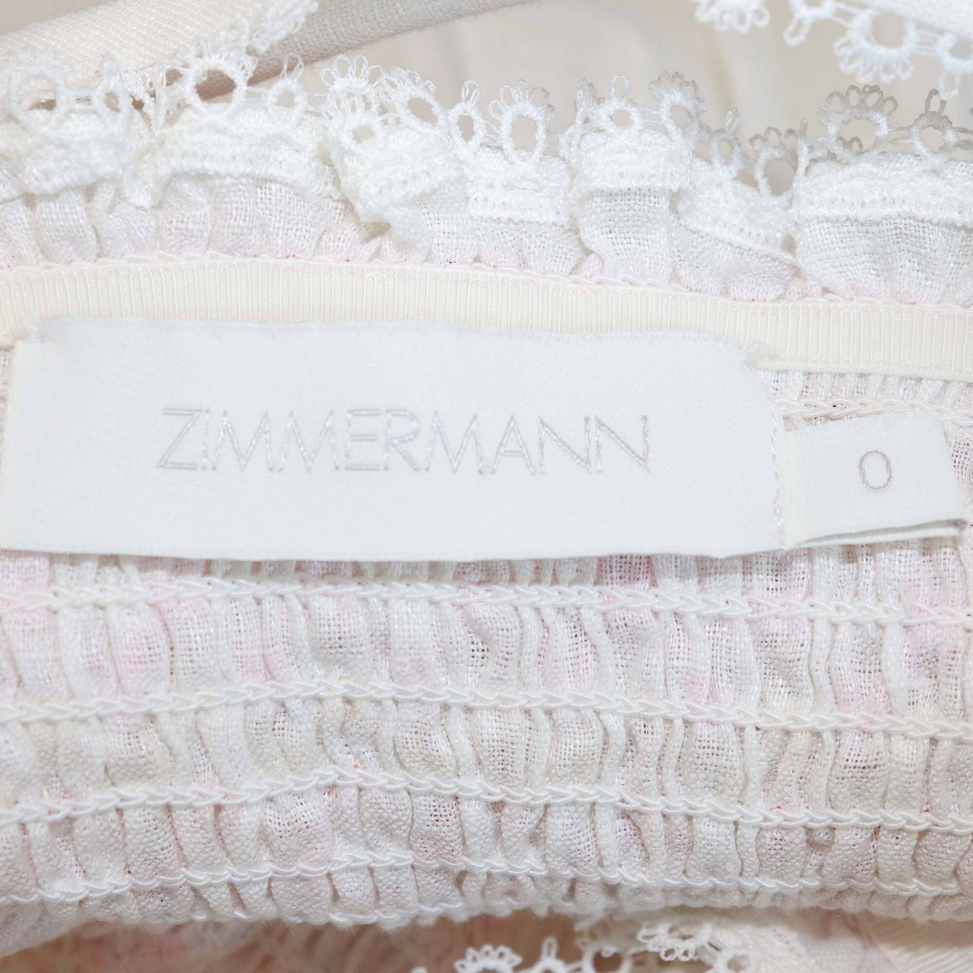 Zimmermann White/Multicolor Tie-Up Sleeve Midi Dress Womens Zimmermann 