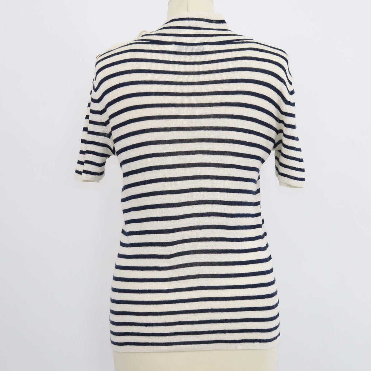 Christian Dior Navy Blue,Cream Linen Cashmere Stipe Top