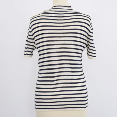 Christian Dior Navy Blue,Cream Linen Cashmere Stipe Top