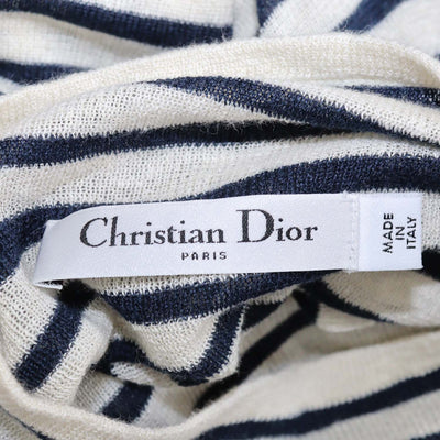 Christian Dior Navy Blue,Cream Linen Cashmere Stipe Top