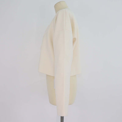 Loewe Off White Blend Wool Knit Anagram Cropped Sweater