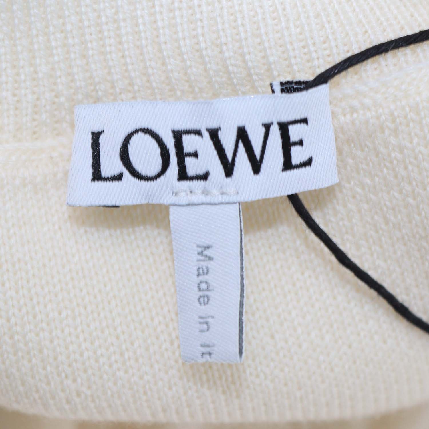 Loewe Off White Blend Wool Knit Anagram Cropped Sweater