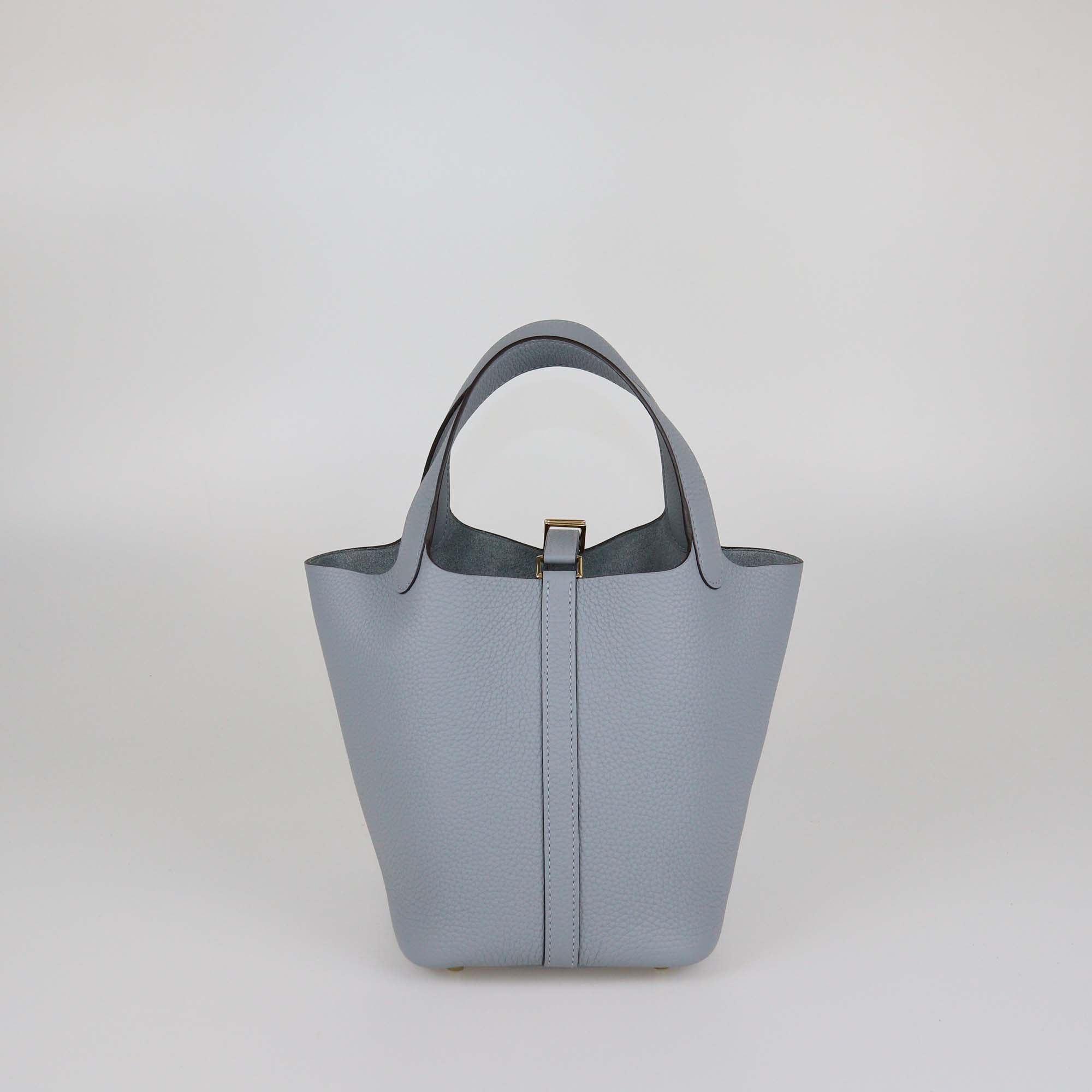 Hermes Gris Pantin Clemence Leather Picotin Lock 18 Bag
