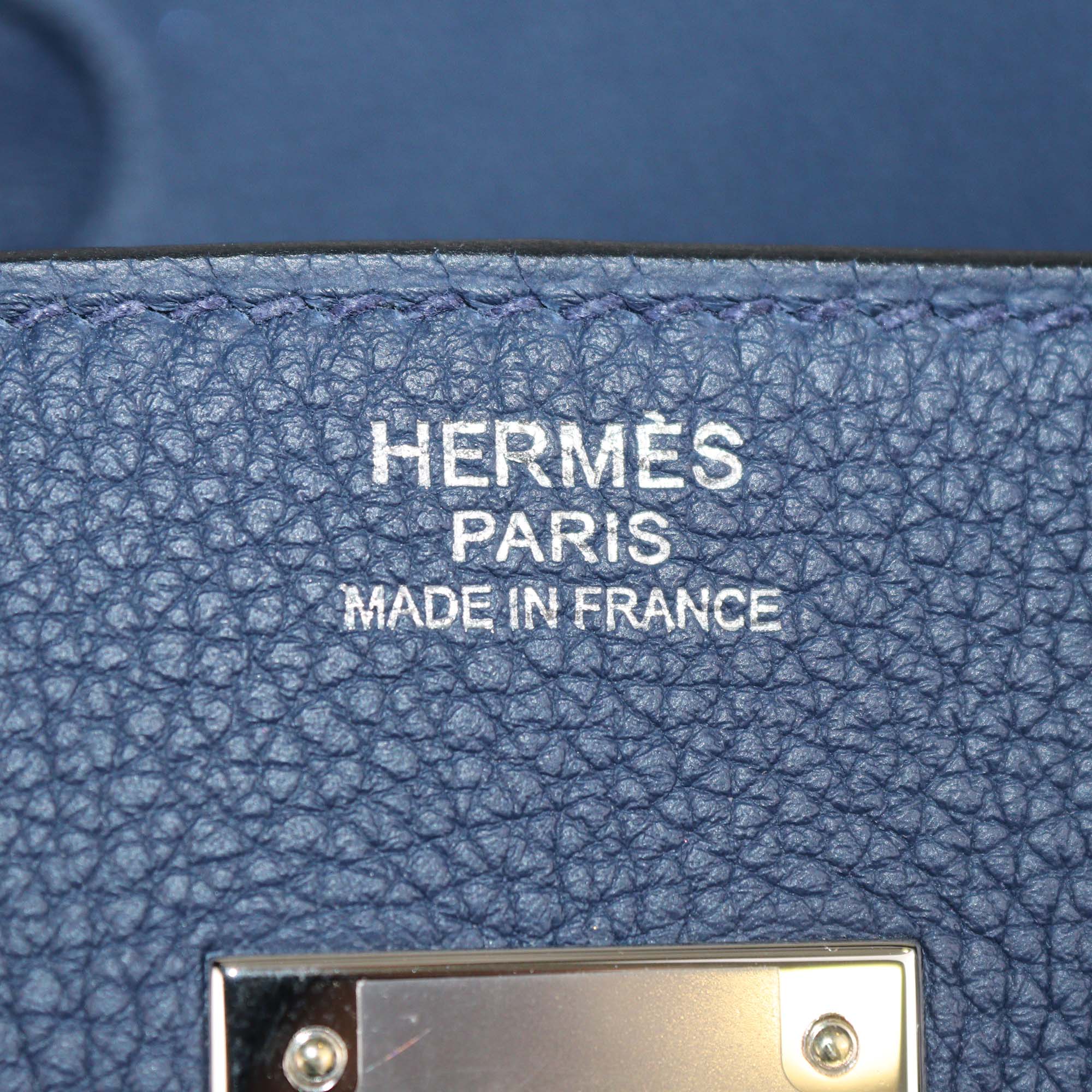 Hermes Navy Blue Togo Leather Palladium Hardware Birkin 30 Bag