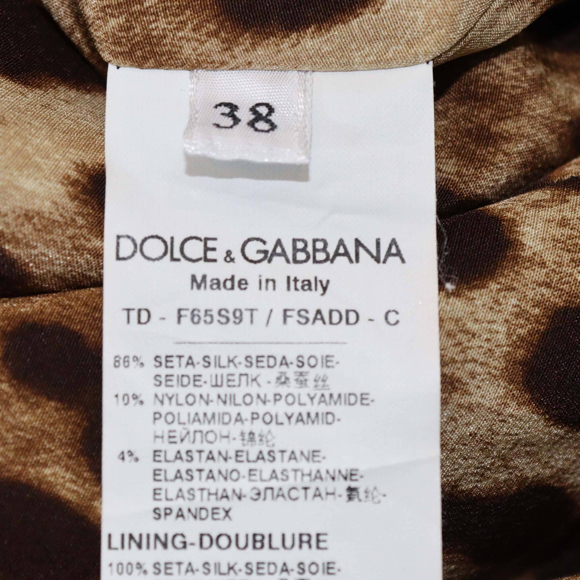 Dolce & Gabbana Multicolor Leopard Print Lace Detail Abaya Dress Womens Dolce & Gabbana 