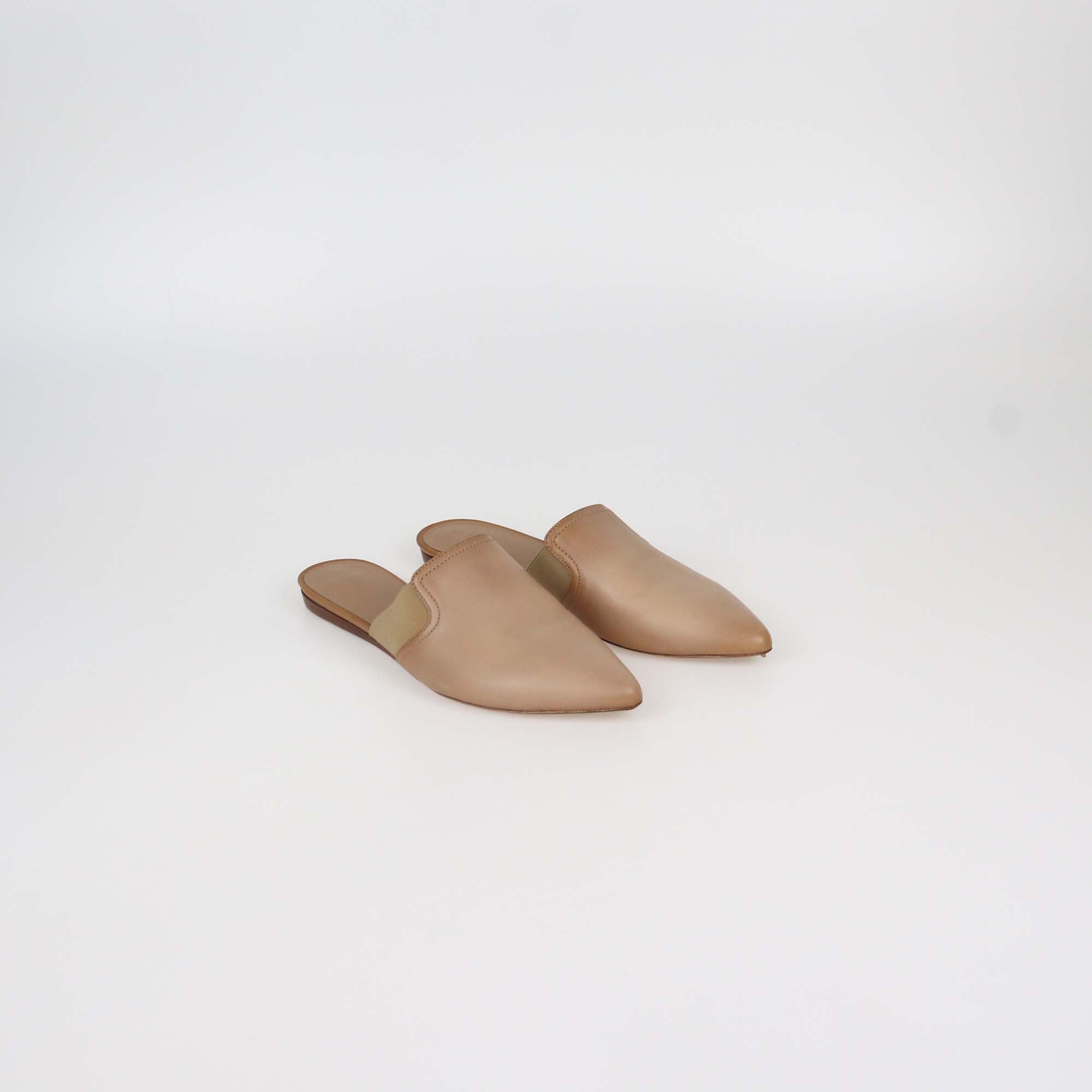 Vince Tan Leather Flat Mules