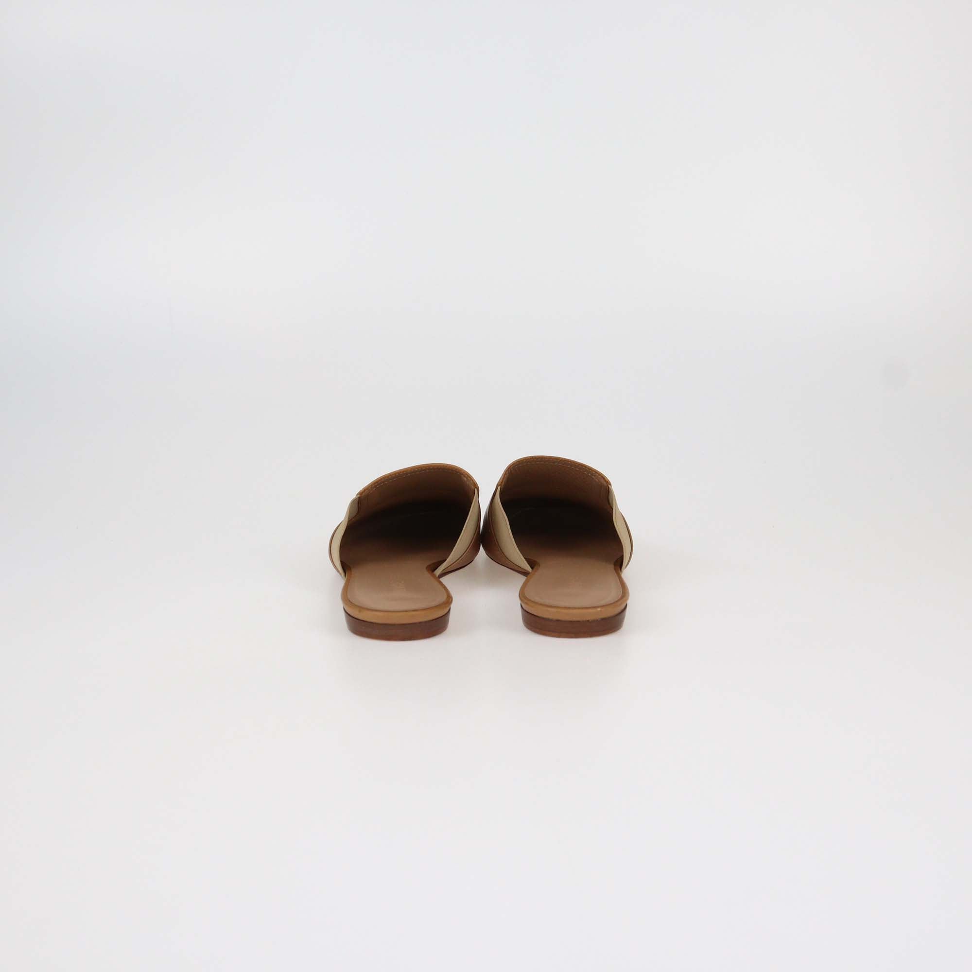 Vince Tan Leather Flat Mules