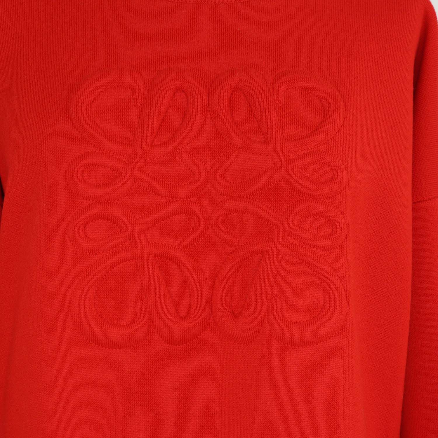 Loewe Red Blend Wool Knit Anagram Cropped Sweater