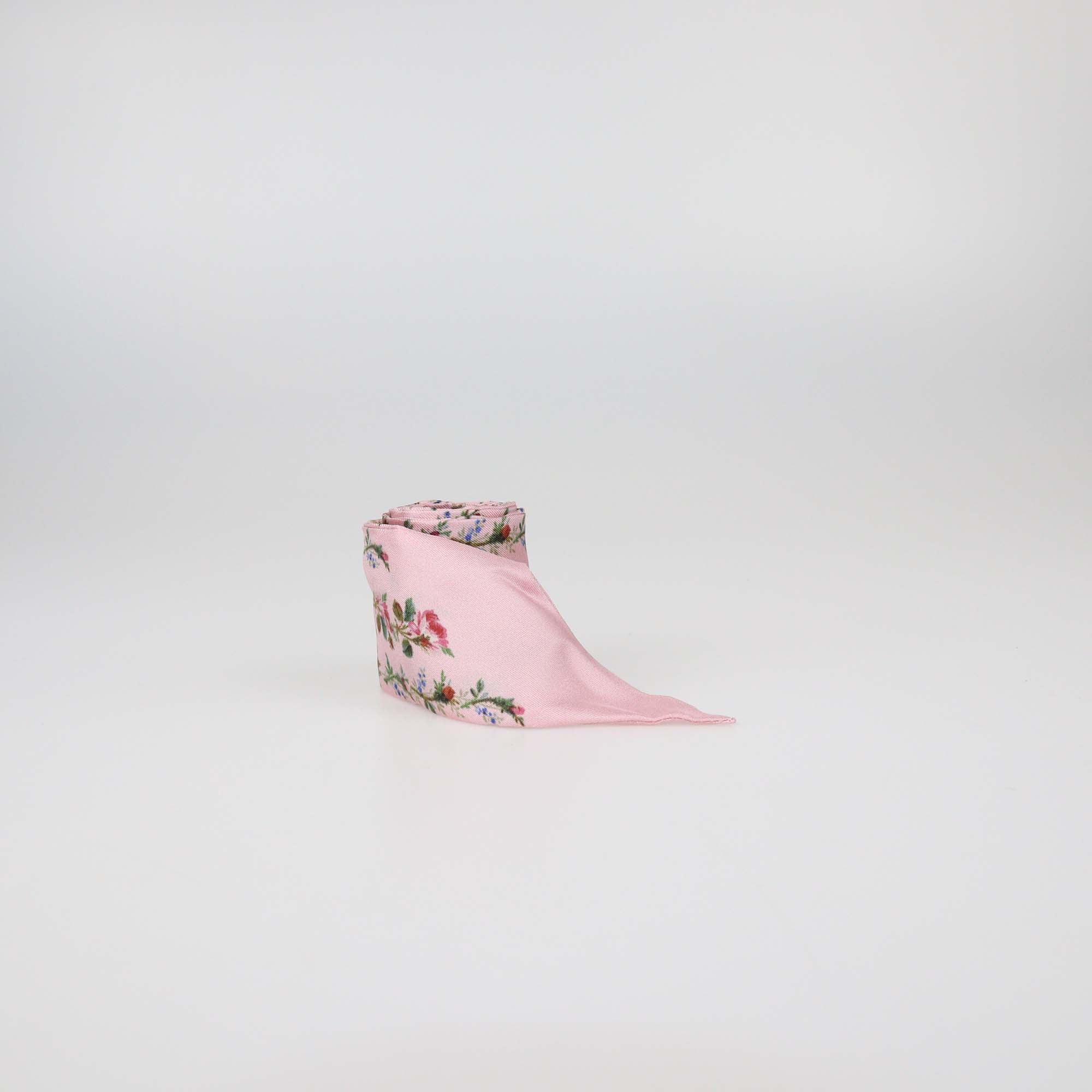 Gucci Pink Silk Rose Print Twill Ribbon