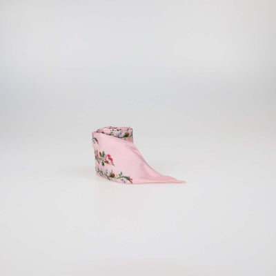 Gucci Pink Silk Rose Print Twill Ribbon