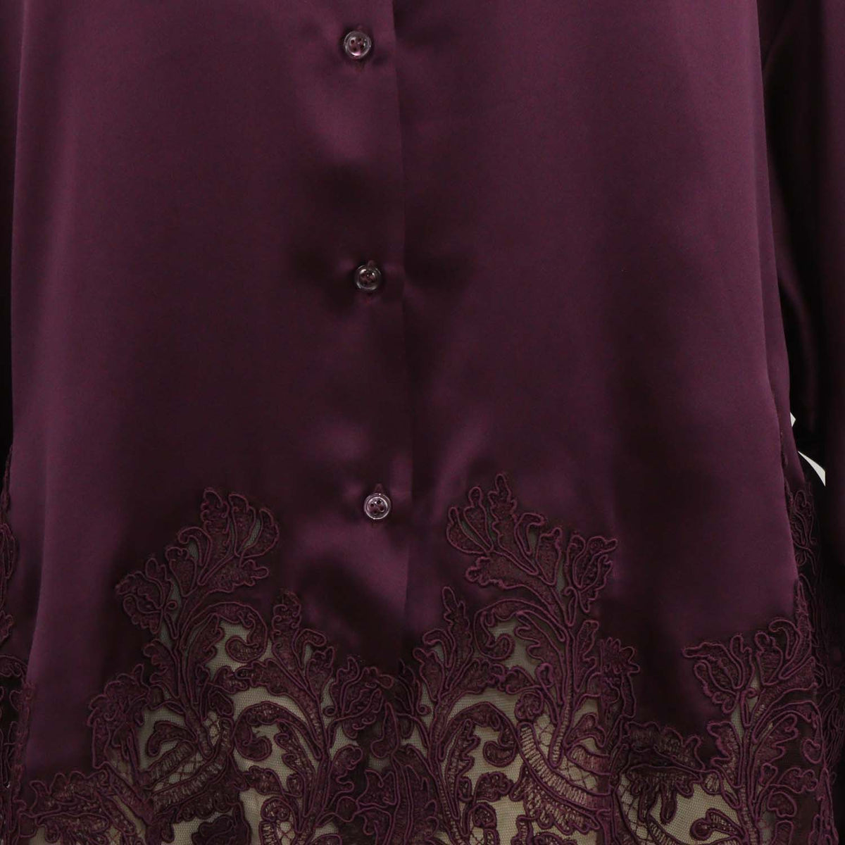 Ermano Scervino Purple Silk Lace Hem Boxy Shirt
