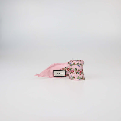 Gucci Pink Silk Rose Print Twill Ribbon