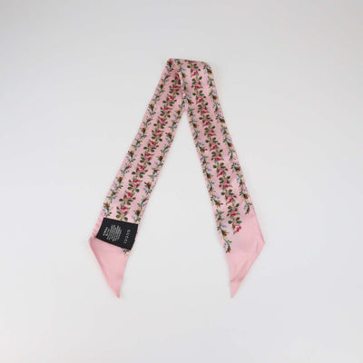 Gucci Pink Silk Rose Print Twill Ribbon