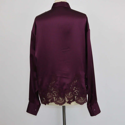Ermano Scervino Purple Silk Lace Hem Boxy Shirt