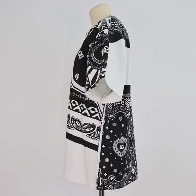 Dolce & Gabbana Black/White Bandana Printed Fabric Blend Crewneck T-Shirt
