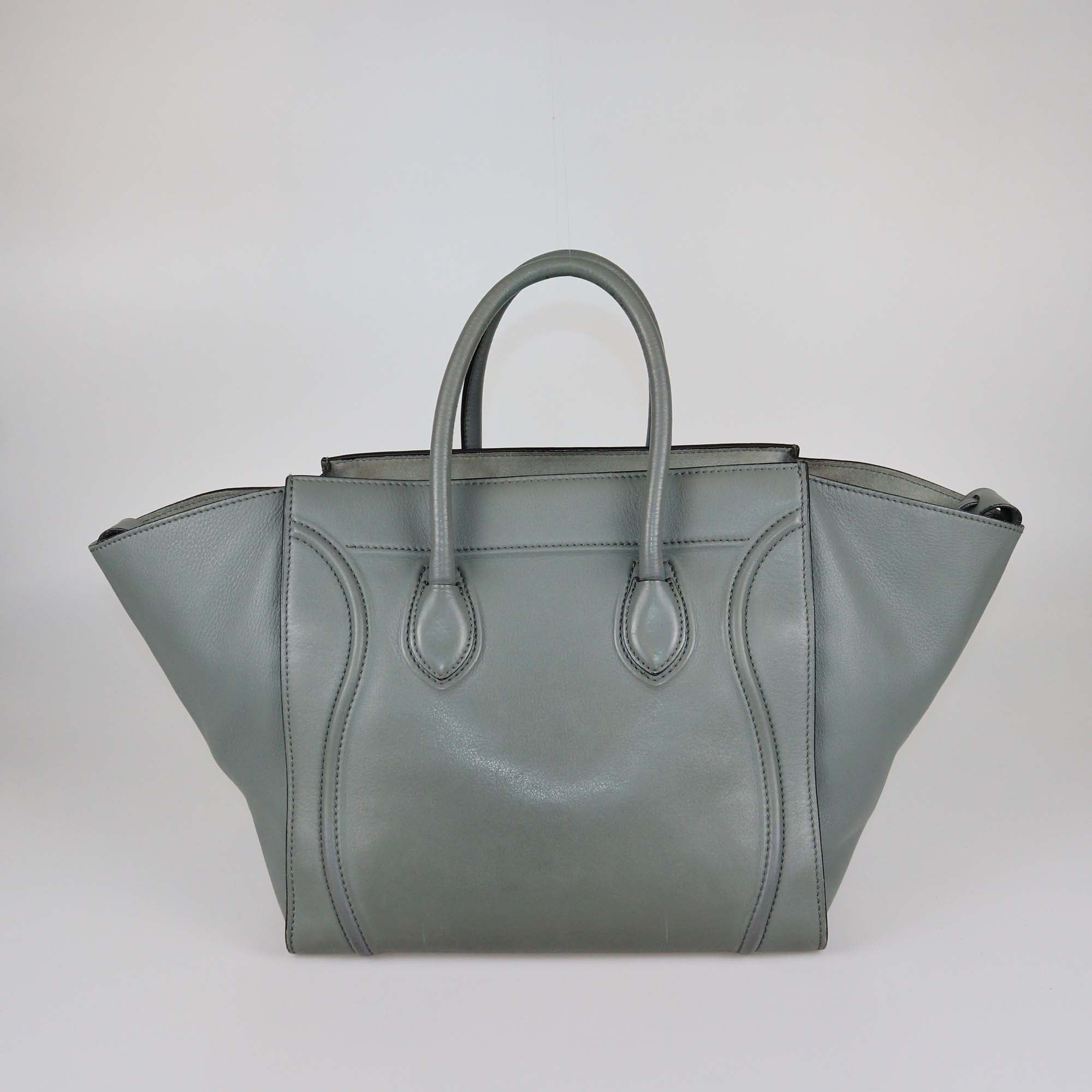 Celine Grey Leather Medium Luggage Phantom Tote