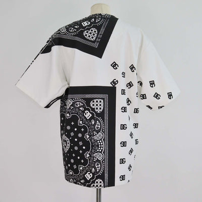 Dolce & Gabbana Black/White Bandana Printed Fabric Blend Crewneck T-Shirt