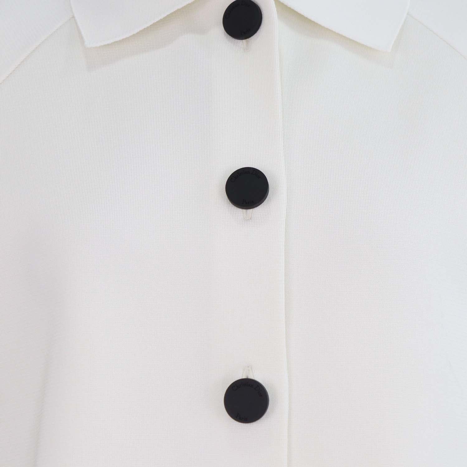 Christian Dior White/Black Knitted Short Sleeve Cropped Jacket